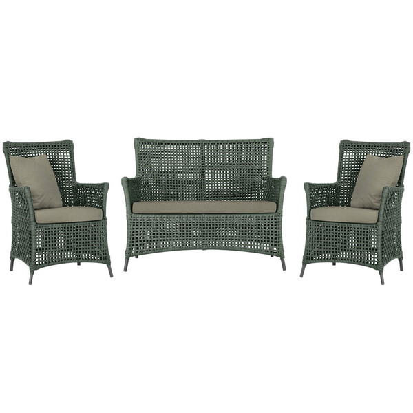 Jogo Sofá E 2 Poltronas De Área Igapó Alumínio Pintura Preta