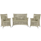 Jogo Sofá E 2 Poltronas De Área Igapó Alumínio Pintura Preta