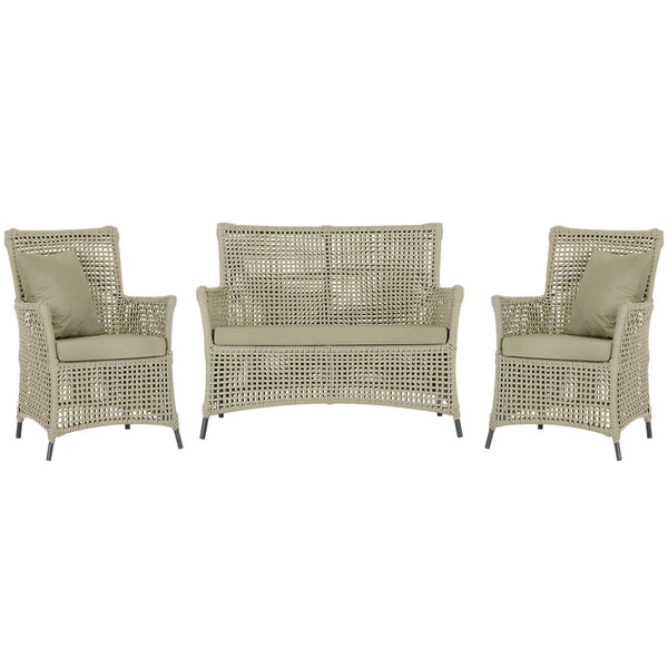 Jogo Sofá E 2 Poltronas De Área Igapó Alumínio Pintura Preta