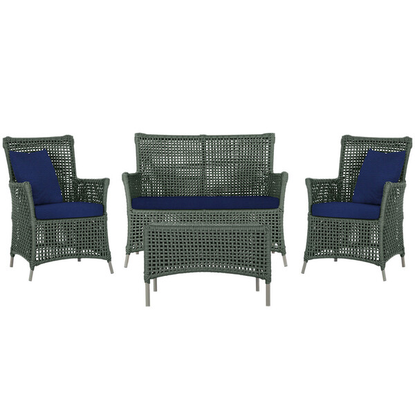 Jogo Sofá E 2 Poltronas E Mesa Igapó Alumínio Fendi Corda Náu