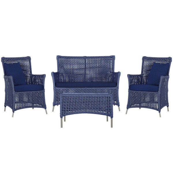 Jogo Sofá E 2 Poltronas E Mesa Igapó Alumínio Fendi Corda Náu