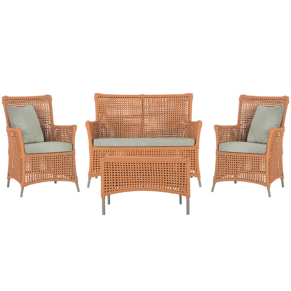 Jogo Sofá E 2 Poltronas E Mesa Igapó Alumínio Fendi Corda Náu