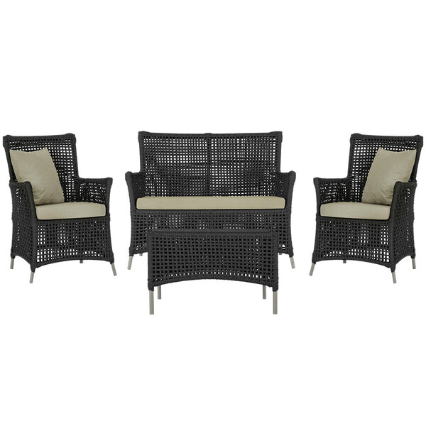 Jogo Sofá E 2 Poltronas E Mesa Igapó Alumínio Fendi Corda Náu