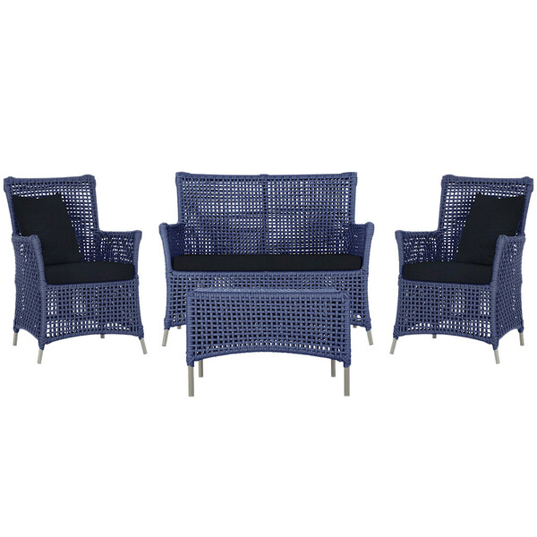 Jogo Sofá E 2 Poltronas E Mesa Igapó Alumínio Fendi Corda Náu