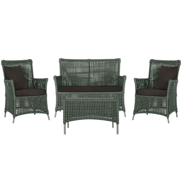 Jogo Sofá E 2 Poltronas E Mesa Igapó Alumínio Fendi Corda Náu