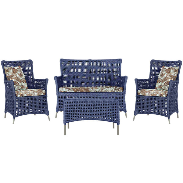 Jogo Sofá E 2 Poltronas E Mesa Igapó Alumínio Fendi Corda Náu