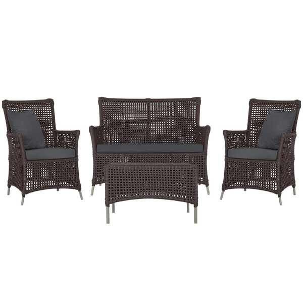 Jogo Sofá E 2 Poltronas E Mesa Igapó Alumínio Fendi Corda Náu