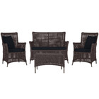 Jogo Sofá E 2 Poltronas E Mesa Igapó Alumínio Marrom Corda Ná