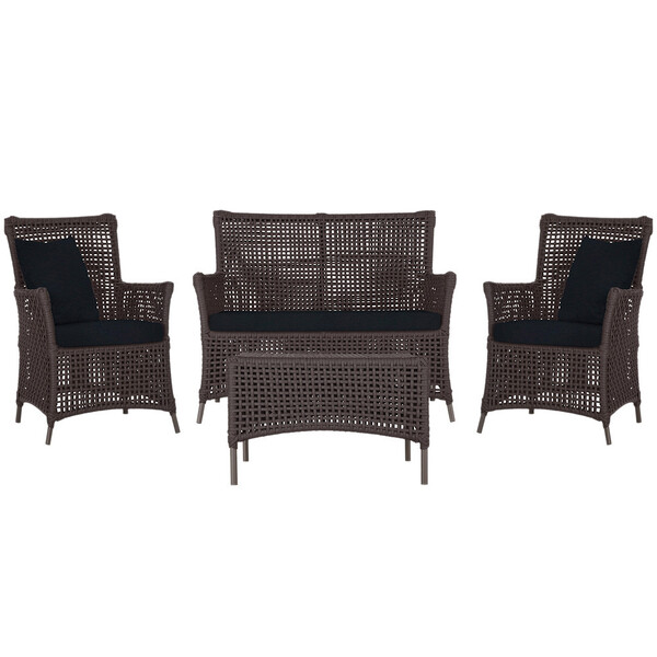 Jogo Sofá E 2 Poltronas E Mesa Igapó Alumínio Marrom Corda Ná