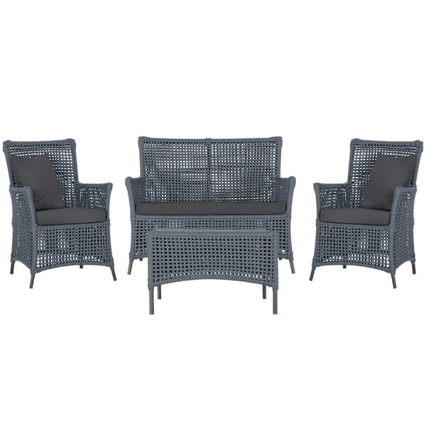 Jogo Sofá E 2 Poltronas E Mesa Igapó Alumínio Marrom Corda Ná