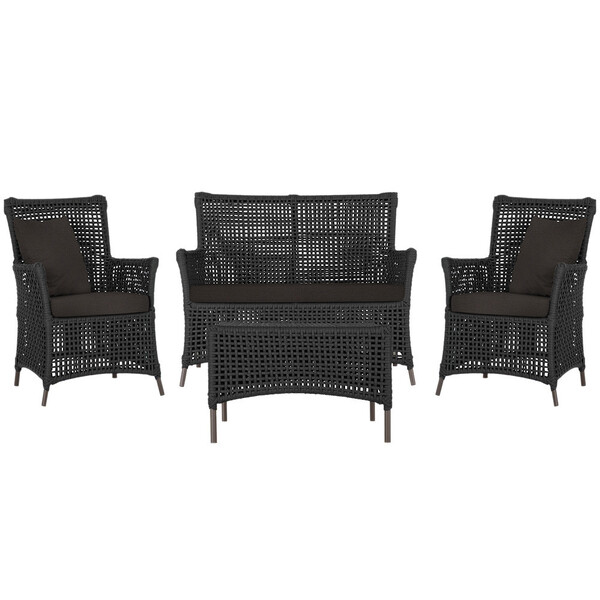 Jogo Sofá E 2 Poltronas E Mesa Igapó Alumínio Marrom Corda Ná