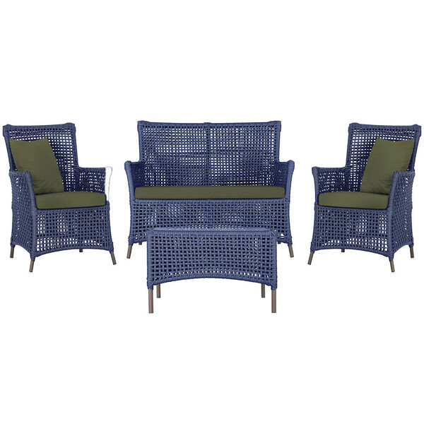 Jogo Sofá E 2 Poltronas E Mesa Igapó Alumínio Marrom Corda Ná