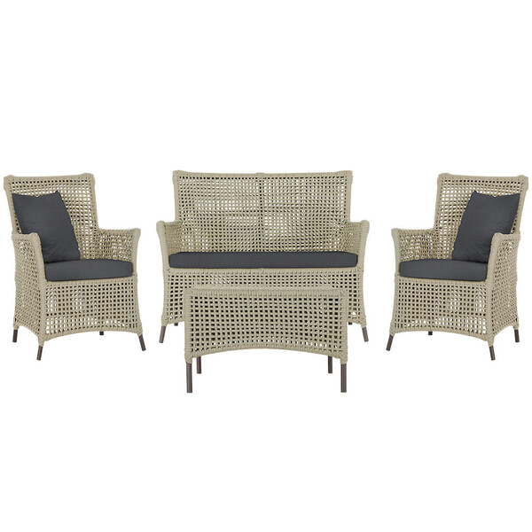 Jogo Sofá E 2 Poltronas E Mesa Igapó Alumínio Marrom Corda Ná