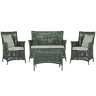 Jogo Sofá E 2 Poltronas E Mesa Igapó Alumínio Marrom Corda Ná