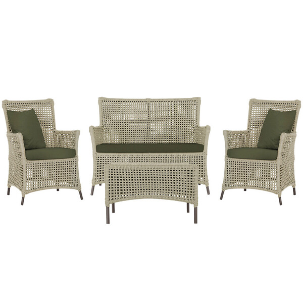 Jogo Sofá E 2 Poltronas E Mesa Igapó Alumínio Marrom Corda Ná