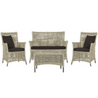 Jogo Sofá E 2 Poltronas E Mesa Igapó Alumínio Marrom Corda Ná