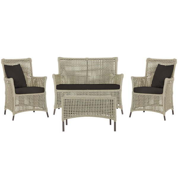 Jogo Sofá E 2 Poltronas E Mesa Igapó Alumínio Marrom Corda Ná