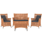 Jogo Sofá E 2 Poltronas E Mesa Igapó Alumínio Marrom Corda Ná