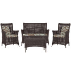 Jogo Sofá E 2 Poltronas E Mesa Igapó Alumínio Marrom Corda Ná