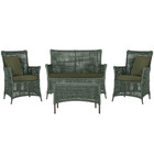 Jogo Sofá E 2 Poltronas E Mesa Igapó Alumínio Marrom Corda Ná