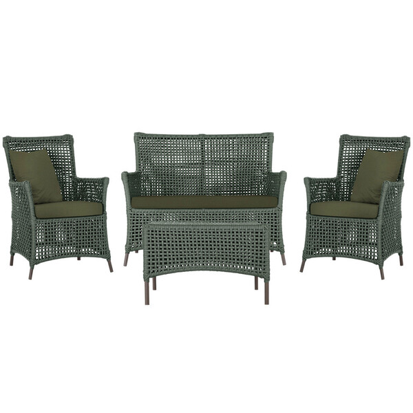 Jogo Sofá E 2 Poltronas E Mesa Igapó Alumínio Marrom Corda Ná