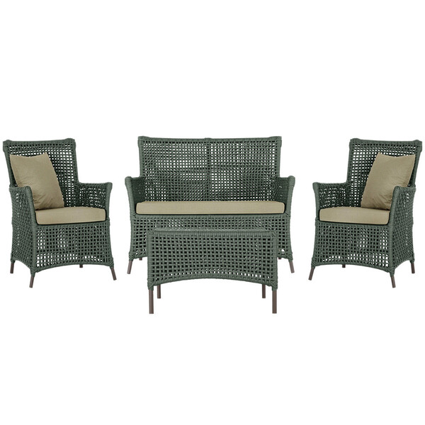 Jogo Sofá E 2 Poltronas E Mesa Igapó Alumínio Marrom Corda Ná