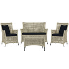 Jogo Sofá E 2 Poltronas E Mesa Igapó Alumínio Preta Corda Náu