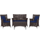 Jogo Sofá E 2 Poltronas E Mesa Igapó Alumínio Preta Corda Náu