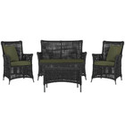 Jogo Sofá E 2 Poltronas E Mesa Igapó Alumínio Preta Corda Náu