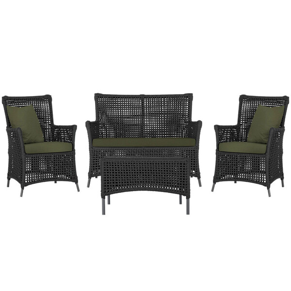 Jogo Sofá E 2 Poltronas E Mesa Igapó Alumínio Preta Corda Náu