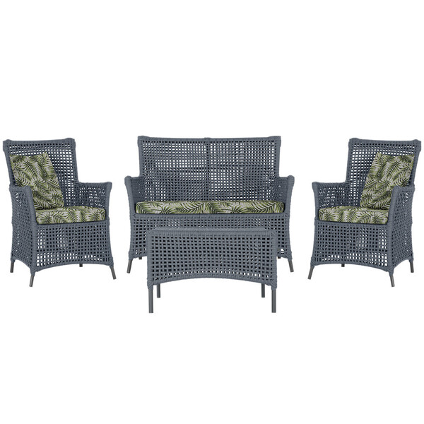 Jogo Sofá E 2 Poltronas E Mesa Igapó Alumínio Preta Corda Náu