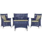 Jogo Sofá E 2 Poltronas E Mesa Igapó Alumínio Preta Corda Náu