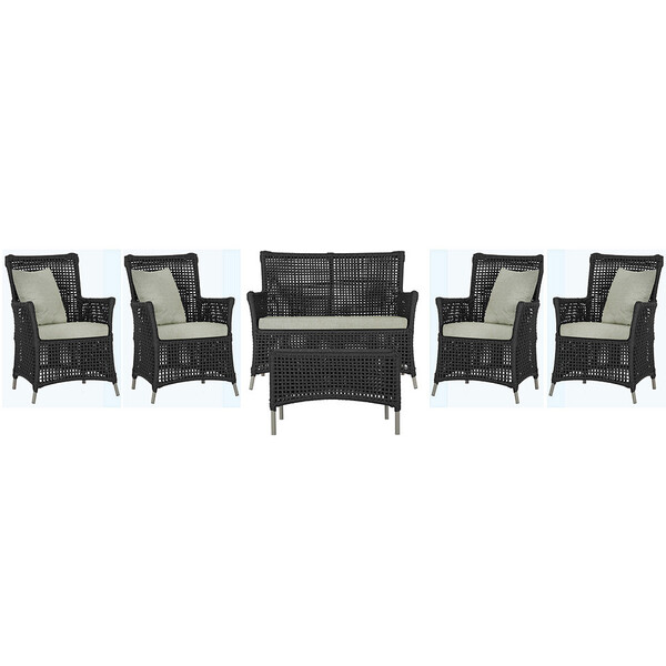 Jogo Sofá E 4 Poltronas E Mesa Igapó Alumínio Fendi Corda Náu