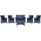 Jogo Sofá E 4 Poltronas E Mesa Igapó Alumínio Marrom Corda Ná