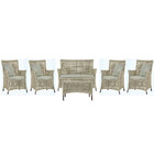 Jogo Sofá E 4 Poltronas E Mesa Igapó Alumínio Marrom Corda Ná