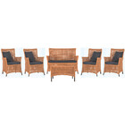 Jogo Sofá E 4 Poltronas E Mesa Igapó Alumínio Marrom Corda Ná