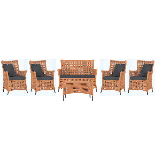 Jogo Sofá E 4 Poltronas E Mesa Igapó Alumínio Marrom Corda Ná