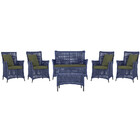 Jogo Sofá E 4 Poltronas E Mesa Igapó Alumínio Preta Corda Náu