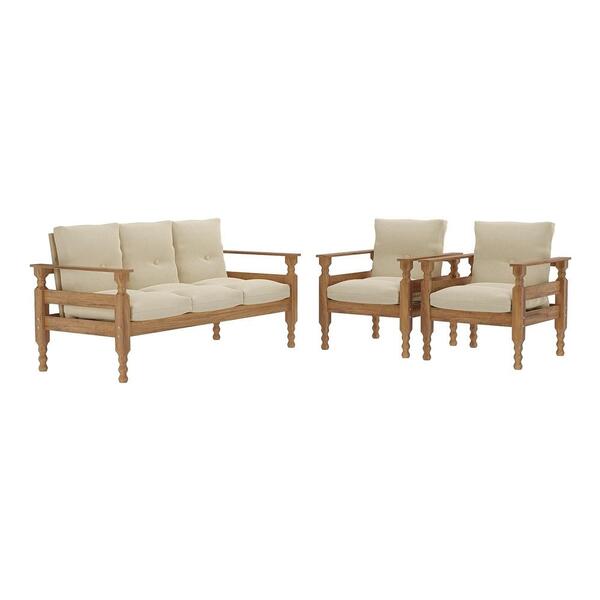 Jogo Sofá Madeira Maciça 3 Lugares E 2 Poltronas Liz Multimóv