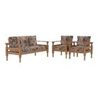 Jogo Sofá Madeira Maciça 3 Lugares E 2 Poltronas Liz Multimóv