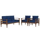 Jogo Sofá Madeira Maciça 3 Lugares E 2 Poltronas Liz Multimóv