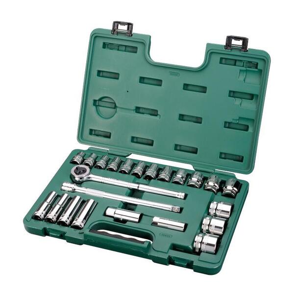 Jogo Soquetes Estriados Sextavados 10 A 34mm Encaixe 1/2" Com