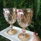 Jogo Taças Diamante Dourado Metalizado Vidro 6 Peças Âmbar350