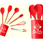 Jogo Talheres De Cozinha 7 Peças Silicone Utensílios Premium