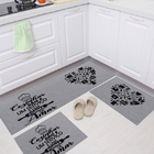 Jogo Tapete Algodão Cinza Antiderrapante Cozinhar Preto Kit 3
