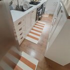 Jogo Tapete Boho Listrado 3 Peças Natural/cobre - Antiderrapa