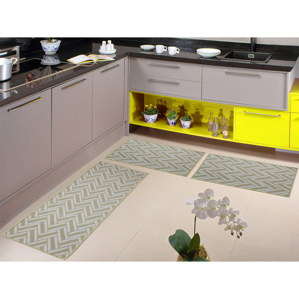 Jogo Tapete Cozinha 1 50 M Kit 3 Peças Antiderrapante Htk-13