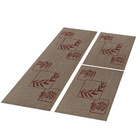 Jogo Tapete Cozinha Bege Algodão Antiderrapante 3 Peças Folhas