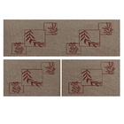 Jogo Tapete Cozinha Bege Algodão Antiderrapante 3 Peças Folhas