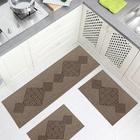 Jogo Tapete Cozinha Bege Algodão Antiderrapante 3 Peças Maze